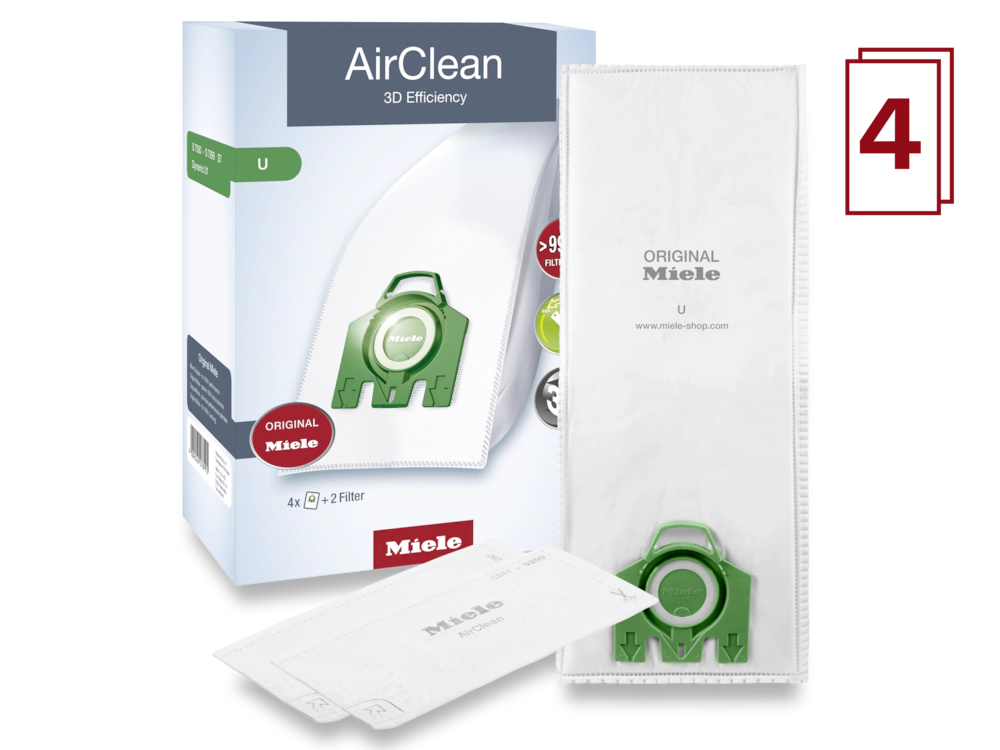Miele 4 vacuum bags for Dynamic U1, S7.